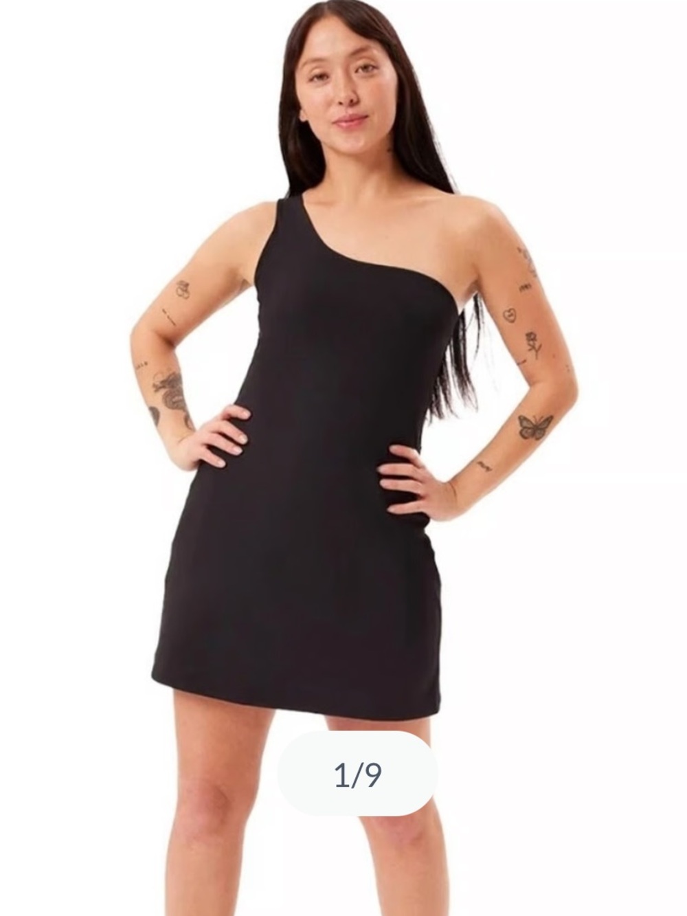 Girlfriend Collective Bianca One-Shoulder Dress Black Size Medium